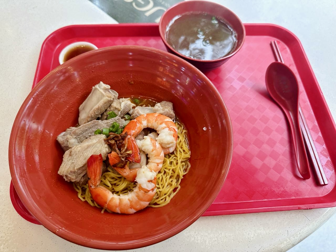 A bowl of prawn mee